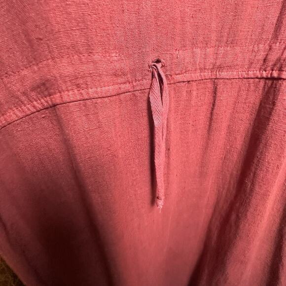 Vtg 90s Y2K Stamp Maxi‎ Dress Long Sleeve Travel Lagenlook Maroon Cottagecore M - Picture 8 of 16